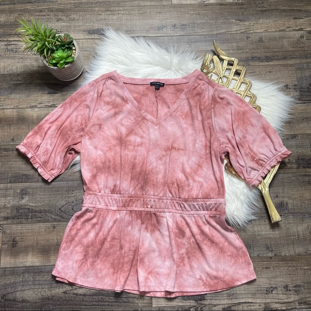 Lane‎ Bryant Tie-dye Peplum Top Pink